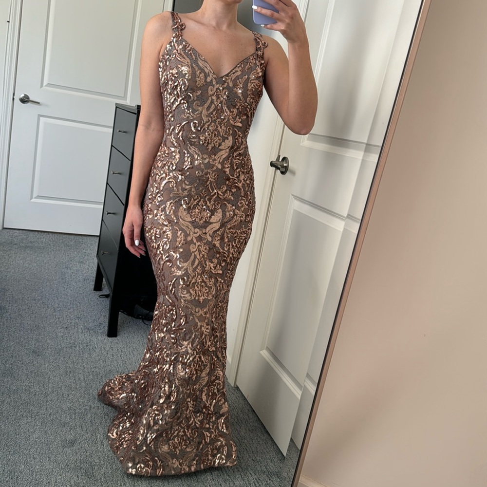 Bronze Sequin Jovani Gown